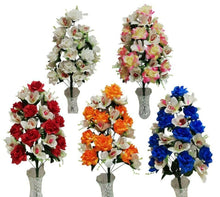 Cargar imagen en el visor de la galería, Ramo de Flores rosas + Orquídeas Artificiales Cementerio Mesa Decoración Boda
