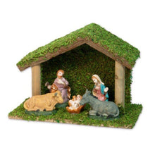 Cargar imagen en el visor de la galería, Nacimiento 5 Pcs Pesebre Madera 24x18x11 Belen Navidad Establo
