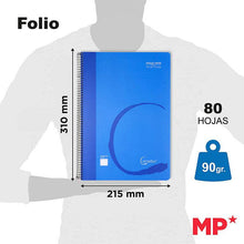 Cargar imagen en el visor de la galería, Cuaderno libreta Cervantes espiral forrado tapa plastico 80 hojas A4 90 g A4