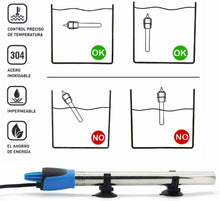 Cargar imagen en el visor de la galería, Calentador Sumergible para Pecera Acuario 50W-22.3cm Tubo de Cuarzo con Ventosas