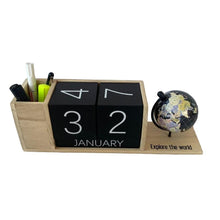 Cargar imagen en el visor de la galería, Calendario Perpetuo de Madera para Sobremesa, Decoración para el Hogar, Ideal para Escritorio, Sala de Estudio, Oficina