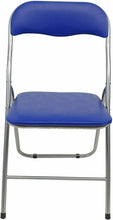 Cargar imagen en el visor de la galería, SILLA PLEGABLE ACOLCHADA COLOR AZUL-PLATA (JUEGO 4 UNIDADES)