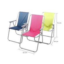 Cargar imagen en el visor de la galería, Silla de playa plegable con reposabrazos de acero Cayo ancho de exteriores