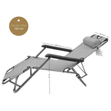 Cargar imagen en el visor de la galería, Silla Tumbona Plegable 79 x 46,5 x 153 cm Hamaca Regulable Multiposiciones de Metal - Ideal para