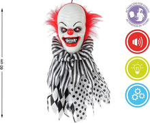 Cargar imagen en el visor de la galería, Colgante Payaso con Luz Sonido y Movimiento (60 cm) Decoración Halloween