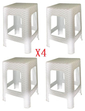 Cargar imagen en el visor de la galería, 4 X Taburetes Sillas de plástico Estilo Rattan vario colores, Asiento Cuadrado