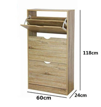 Cargar imagen en el visor de la galería, Mueble Armario de Zapateros Madera 3 Cajones Roble para 18 Pares Zapatos