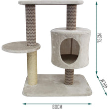 Cargar imagen en el visor de la galería, Maxiacota - Árbol Rascador Gato Juguete para Gatos con Base Poste y Plataforma Encima Material