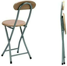 Cargar imagen en el visor de la galería, Taburete Silla Plegable DE Metal y Madera Y ESPALDAR Cocina JARDÍN SALÓN Bar