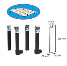 Cargar imagen en el visor de la galería, Juego de 4 patas con ruedas para somier, tubo 30x30mm, con abrazadera, Patas de Somier