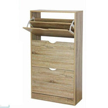 Cargar imagen en el visor de la galería, Mueble Armario de Zapateros Madera 3 Cajones Roble para 18 Pares Zapatos