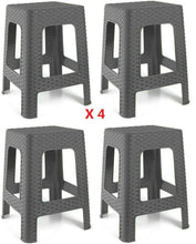 Cargar imagen en el visor de la galería, 4 X Taburetes Sillas de plástico Estilo Rattan vario colores, Asiento Cuadrado