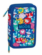 Cargar imagen en el visor de la galería, Plumier doble estuche escolar Moos con rotuladores boli 28 pcs portatodo 2 pisos