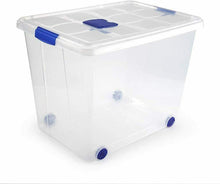 Cargar imagen en el visor de la galería, Caja de Plastico almacenamiento, tranparente 86 litros, con ruedas, N 8