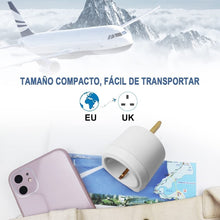 Cargar imagen en el visor de la galería, 2 x Adaptador Enchufe Uk a Enchufe Europeo Adecuado Para Viajar Blanco 250v, 13a