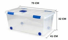 Cargar imagen en el visor de la galería, Caja de PLASTICO almacenamientoTRASPARENTE, 61 litros, con ruedas, N 7