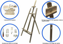 Cargar imagen en el visor de la galería, Caballete pintura madera sobre mesa, apto para lienzos, ligero para transportar