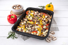 Cargar imagen en el visor de la galería, Bandeja horno universal esmaltada con bordes Rustidera asados 28x22x3.8 cm