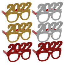 Cargar imagen en el visor de la galería, 6 Marcos Gafas Año Nuevo photocall 2022 Divertidas Disfraces purpurina adulto