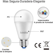 Cargar imagen en el visor de la galería, Pack 6 Bombillas LED 15W E27 1200 lúmenes Casquillo Gordo, Luz Cálida, Frio
