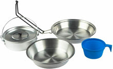 Cargar imagen en el visor de la galería, Set de Cocina Aluminio SARTEN+FIAMBRERA+PLATO+ MUG para Camping Sport , Batería cocina camping