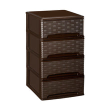 Cargar imagen en el visor de la galería, Cajonera de Plástico 3 / 4 Cajones Apilables Wengué Decoración Bambú