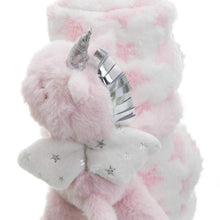 Cargar imagen en el visor de la galería, MANTITA CON PELUCHE UNICONIOS 1.00 X 75 CM