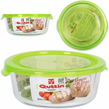 Cargar imagen en el visor de la galería, Fiambrera de Cristal con Tapa de Verde Rectangular Cuadrada redonda