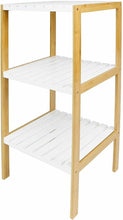 Cargar imagen en el visor de la galería, Estanteria Bambú y Madera -3 o 4 Baldas - Estanteria Baño (Blanco-Natural)