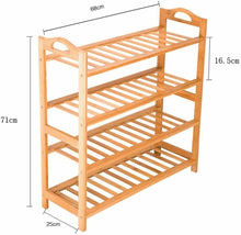 Cargar imagen en el visor de la galería, Zapatero de Bambú con 4 Niveles Tamaño 68x25x71cm