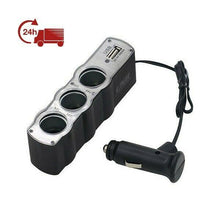 Cargar imagen en el visor de la galería, Encendedor de cigarrillos de coche 3 vías + USB cargador adaptador DC 12V-24 V