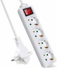 Cargar imagen en el visor de la galería, Regleta con 3/4/5 enchufes y interruptor cable de 1,5 m, Enchufe en ángulo plano