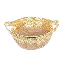 Cargar imagen en el visor de la galería, Cesta Cuerda Papel Con Asa Natural Rojo Plata 22x8 Cm Navidad Decoracion