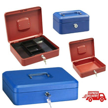 Cargar imagen en el visor de la galería, Caja fuerte metalica portatil caudales gigante Rojo y azul depositar dinero
