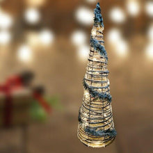 Cargar imagen en el visor de la galería, Cono de Navidad árbo,decorado Xmas espumillon con 15 luces LED cálida 60 cm
