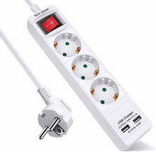 Cargar imagen en el visor de la galería, Regleta alargador enchufes e interruptor de 1.5/3/5 metros con 2/3/4/5/6 Enchufes