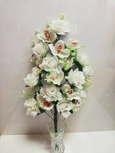 Cargar imagen en el visor de la galería, Ramo de Flores rosas + Orquídeas Artificiales Cementerio Mesa Decoración Boda