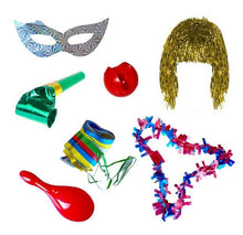 Cargar imagen en el visor de la galería, 6 paquetes Cotillon fin año nochevieja completo peluca luz antifaz matasuegras