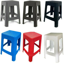 Cargar imagen en el visor de la galería, 2 X Taburetes Sillas de plástico Estilo Rattan vario colores, Asiento Cuadrado