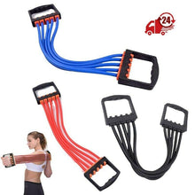 Cargar imagen en el visor de la galería, Extensor entrenamiento pectoral expansor braxzo pecho Ajustable De 5 Resortes