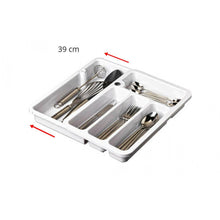 Cargar imagen en el visor de la galería, Cubertero plastico extensible colores, de 24.5 cm a 39 cm, almacenaje