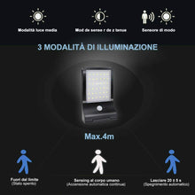 Cargar imagen en el visor de la galería, Luces solares para exteriores, 36 LED, 2000 mAh, con sensor de movimiento, imper