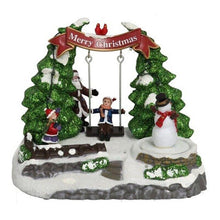 Cargar imagen en el visor de la galería, Escena Columpio Decoracion de Navidad Con Luz y Movimiento 23 x 18 cm