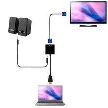 Cargar imagen en el visor de la galería, Convertidor de Señal Activo Video HDMI Digital a VGA Analogico Audio 3,5mm Negro