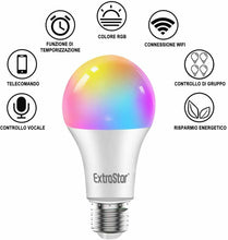 Cargar imagen en el visor de la galería, Bombilla Alexa LED Intelligente E27, 15W, 1400lm, Regulable Multicolor + Luz Cálida o Blanca, 16 Millones de Colores, Funciona con Alexa y Google Home