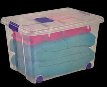 Cargar imagen en el visor de la galería, Caja de almacenamiento, TRANSPARENTE, 30 Litros, con ruedas 73 x 41 x 18 cm