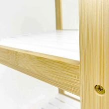 Cargar imagen en el visor de la galería, Mueble de Baño Estanteria Bambú y Madera -3 o 4 Baldas - Estanteria Baño (Blanco-Natural)