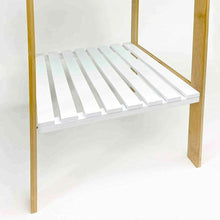 Cargar imagen en el visor de la galería, Mueble de Baño Estanteria Bambú y Madera -3 o 4 Baldas - Estanteria Baño (Blanco-Natural)