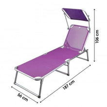 Cargar imagen en el visor de la galería, Tumbona Aluminio Plegable Piscina playa Jardin Terraza con Parasol Ajustable, Respaldo reclinable 3 posiciones