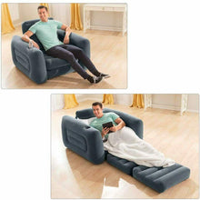 Cargar imagen en el visor de la galería, Sillón Cama Hinchable 2 en 1, 117 x 224 x 66 cm, color gris oscuro